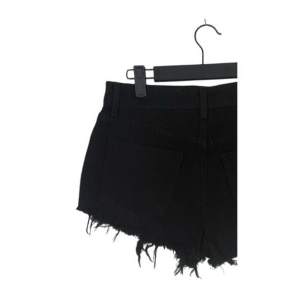 Pistola Cutoff Distressed Jean Shorts Raw Ripped Hem High Rise Pockets 27 Black - Picture 6 of 14